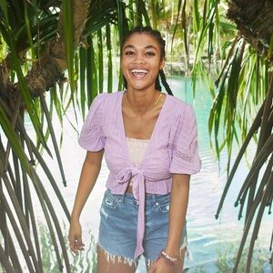 American Eagle Crop Top Tie Front Blouse Size Small